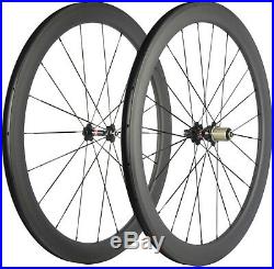 50mm Clincher Carbon Wheels Road Bike Front+Rear Clincher 23mm Bicycle Wheelset