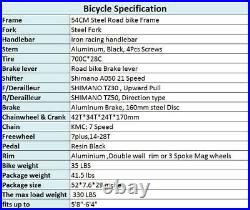 700C Road Bike Shimano 21 SpeedDisc Brakes 54CM Frame Mens Bicycle Mag wheels