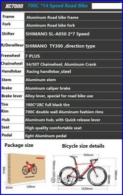 Aluminium Road Bike Shimano 14 Speed Mens Racing Bicycle 700C 54cm Frame Bikes