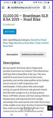 Boardman SLR 8.9a Road bike, Shimano 105 Groupset Large