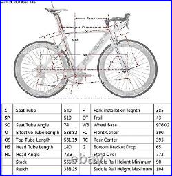 Mens Aluminum Road Bike, Shimano 14 Speed 54CM Frame 700C Commuter Racing Bicycle
