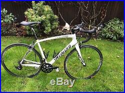 Mens White Specialized Roubaix Carbon Road Bike Shimano 105 Schwalbe FACT 8R 56