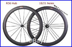 R36 50mm Clincher carbon bicycle road bike wheels cycling wheelset 18 21 holes