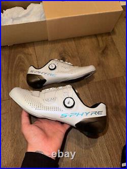 Shimano S-PHYRE RC9 (RC902T) Carbon SPD-SL Cycling Bike Shoes, White. Size 42